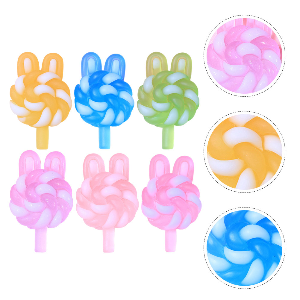 Crafting Resin - 24 Stück niedliche Cartoon-Lollipop-Anhänger in Hasenform,