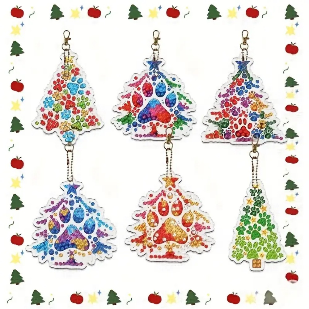 Resin Craft For Beginners - 6-teiliges Set DIY Diamant-Malerei Schlüsselanhänger mit