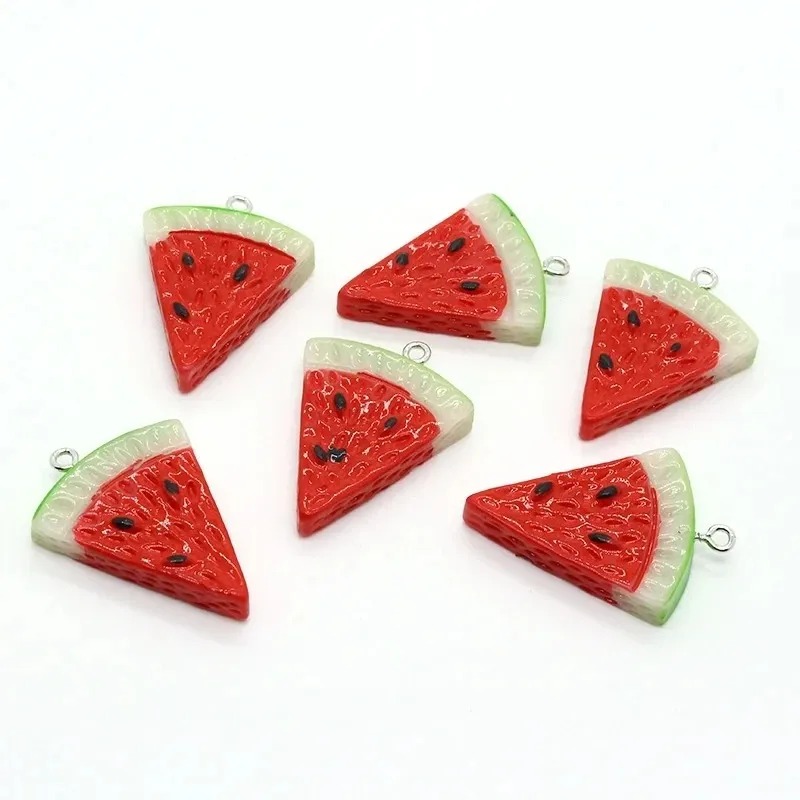 Resin Craft Projects - 10 Stück doppelseitige dreieckige Wassermelonen-Harzanhänger, Mini-Fruchtanhänger