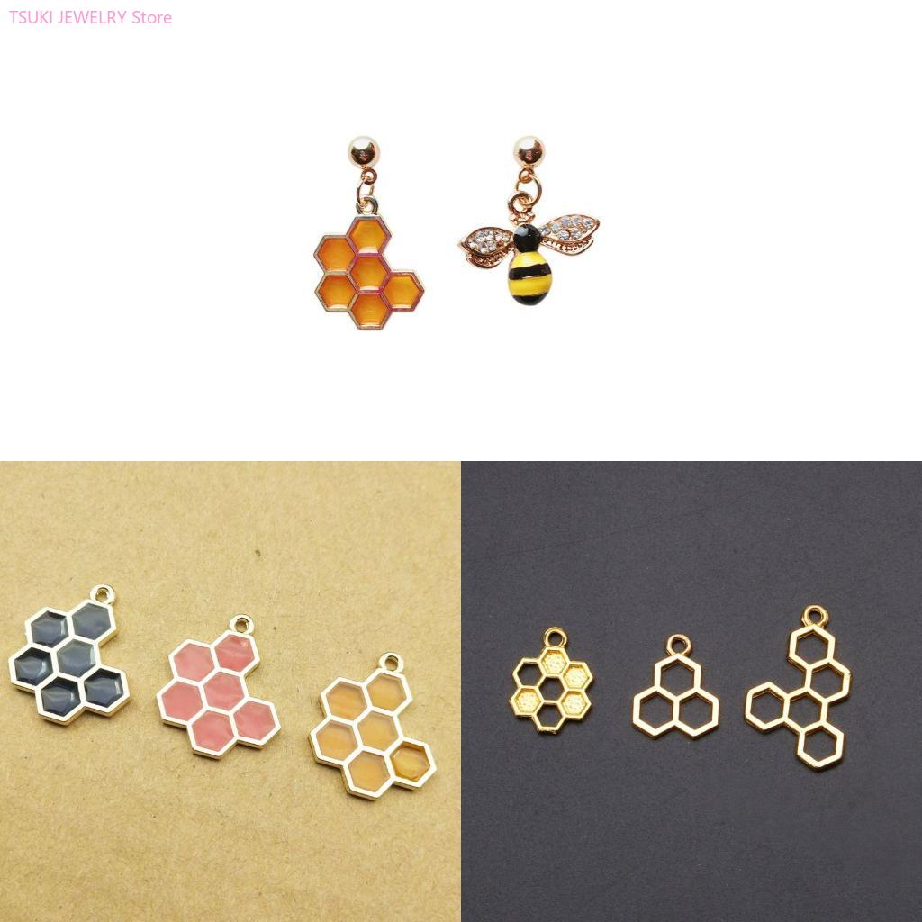 Bezels Set Pendant - 62KE 10x/Set Goldwabenanhänger Blanko UV-Harzrahmen Offene