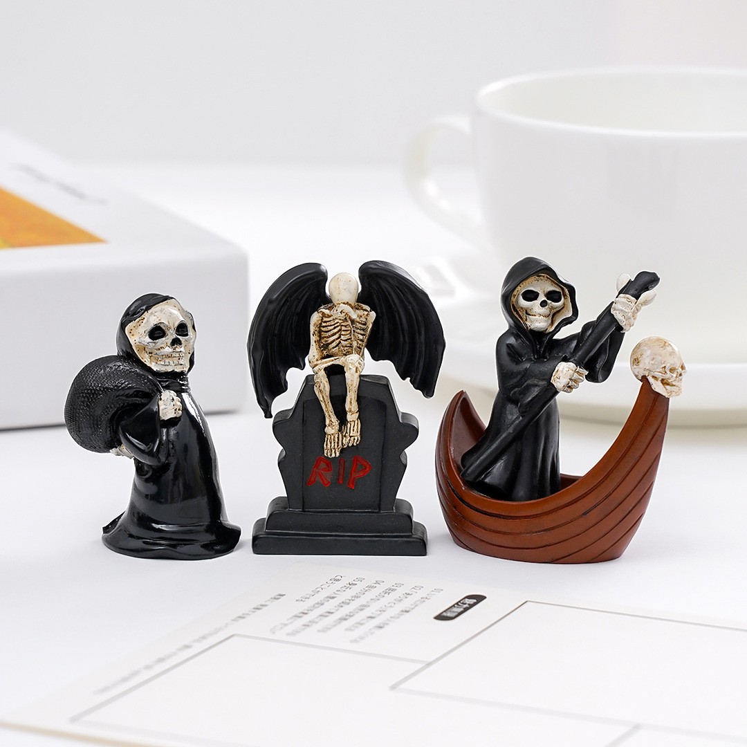 Crafting Resin - Halloween Gruselige Heimdekoration Ornament Miniatur-Harz-Skelett Engel-Modell