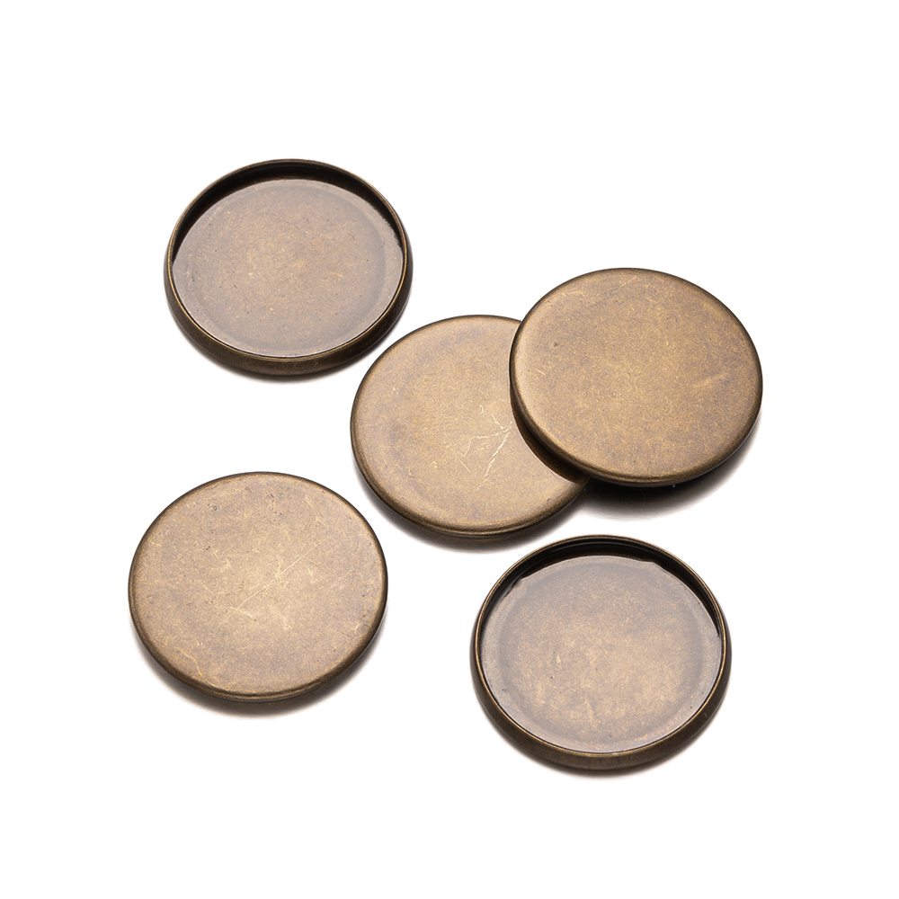 Bezels Set Pendant - 20 Stück antike Bronze flache runde