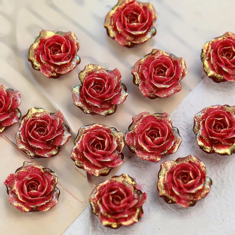 Resin Glitter Pack - Packung mit 10 schimmernden Kunststoffblumen mit