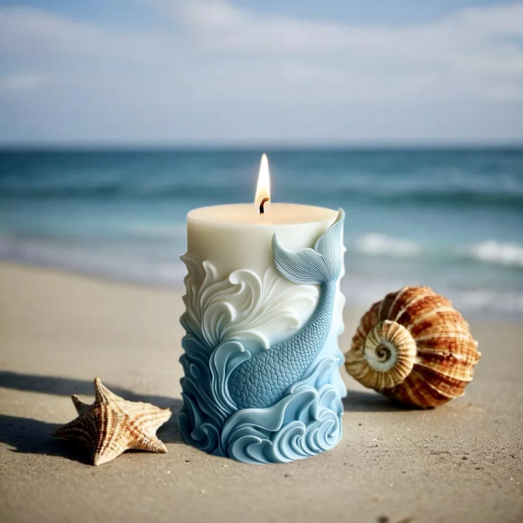 Resin Ocean Wave Mold - 2024 Ozeanwelle Schaum zylindrische Kerze Silikonform
