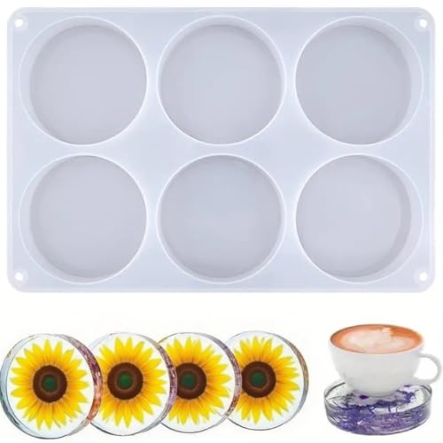 Flower Preservation Resin - 6-fach tiefe runde Untersetzer-Silikonformen für Epoxidharz,