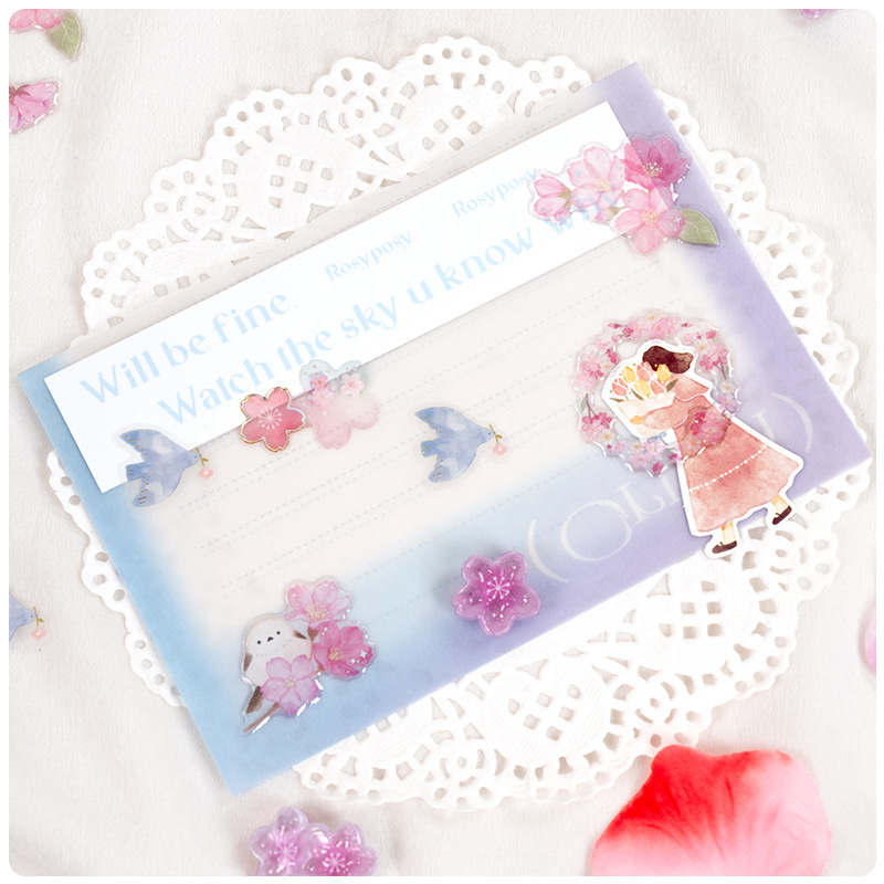Resin Craft Material - Japanischer Stil, Sakura-Kristall, 3D-Aufkleber, rosa, niedliche