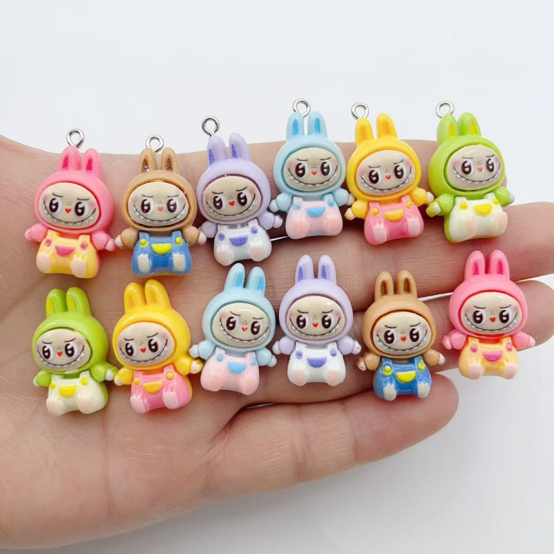 Resin Craft Projects - 10 Stück Kawaii Hasen-Erdbeerhaus Harz-Anhänger, Niedliche