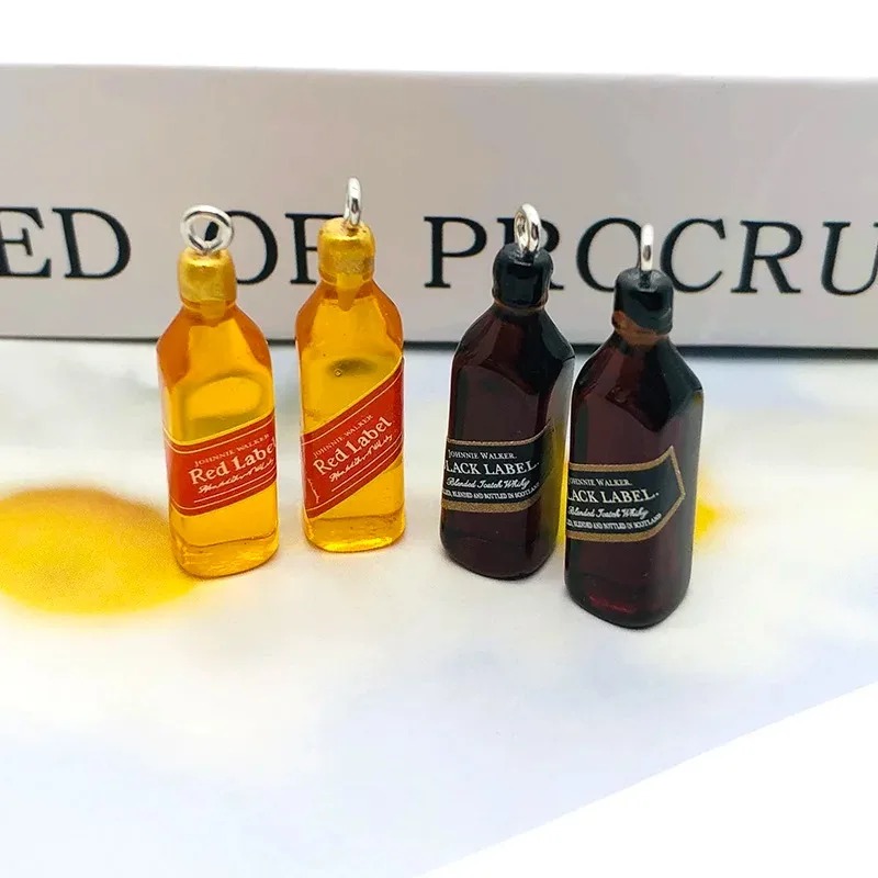 Resin Craft Projects - 10 Stück kleine Weinbar-Flaschen-Harzanhänger, DIY-Ohrring-Zubehör, Mini-Anhänger