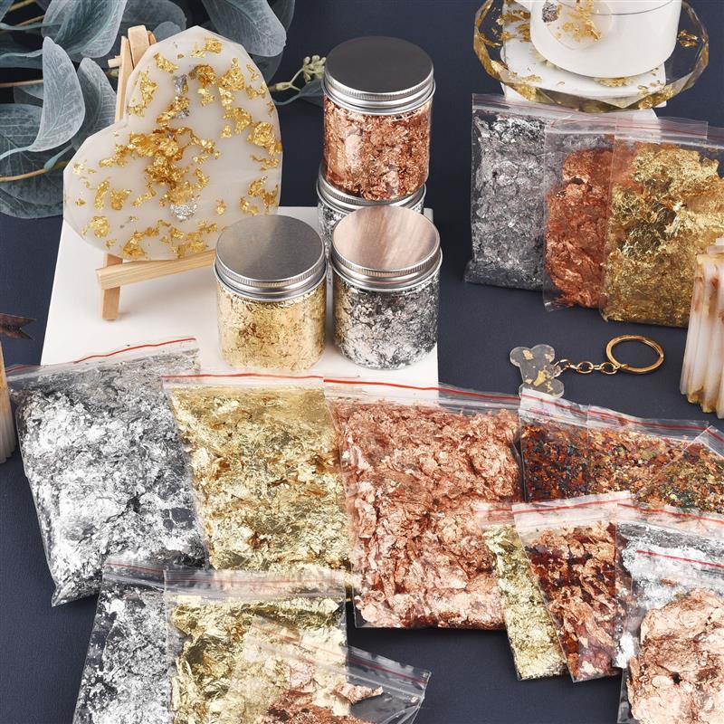 Gold Foil Flakes - 1/2/3/5/10g Nachahmung Gold Splitter Kupfer Folie