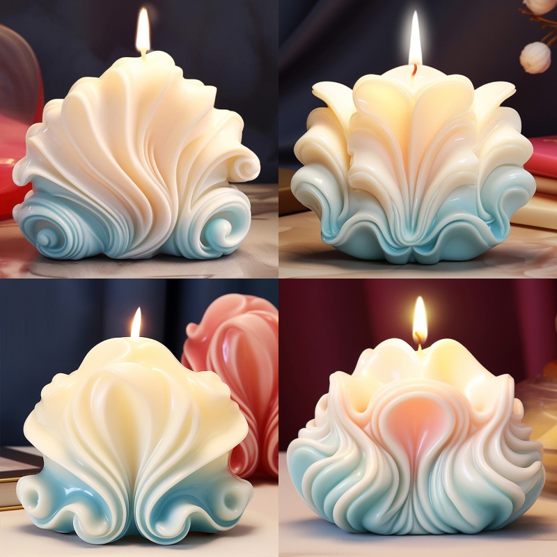 Resin Ocean Wave Mold - Ozeanmuschel-Kerzen-Silikonformen, handgemachte Wellenmuster-Muschel-Aromatherapie-Seifenharzform, Eis- und Kuchenform,
