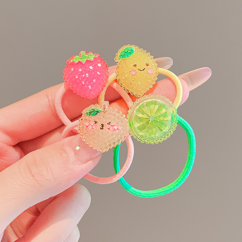 Resin Glitter Pack - 2026 Neu 2/10 Stück/Set Flauschige Frucht-Blumen-Haargummis,